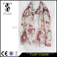 floral and butterfly printed long polyester scarves lightweight voile colorful scarf                        
                                                Quality Choice